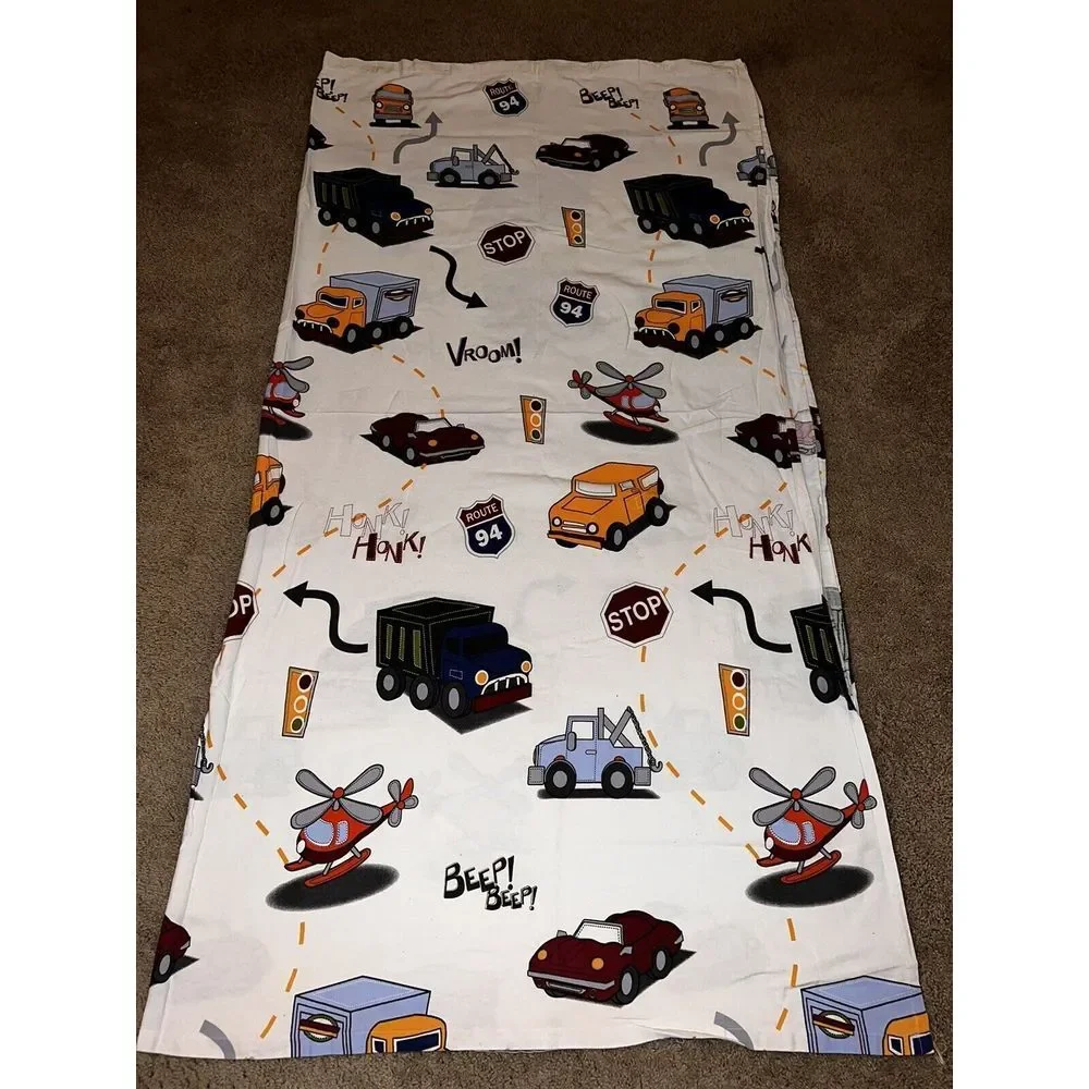 DYR Transportation Cotton Fabric Kids Shower Curtain 72x72 Trucks Cars 🚚‎
